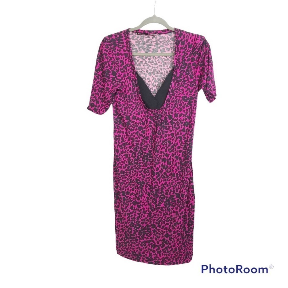 Love Moschino animal print vneck bodycon midi dress size 8